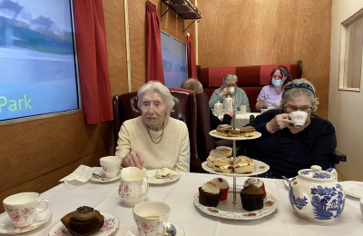 Residents enjoying the train