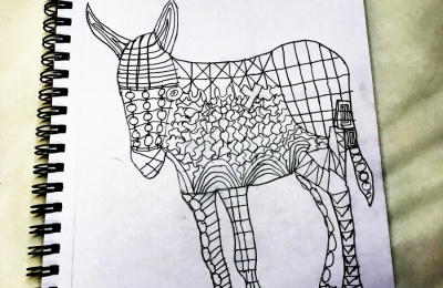Diagrama Foundation: artists at Cabrini House in Orpington try their hand at Zentagle drawings, one resident drew an Zebra!