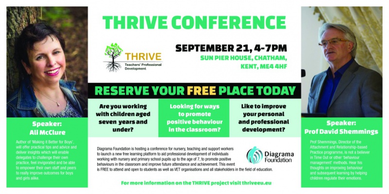 THRIVE conference hosted by Diagrama Foundation with keynote speakers Ali McClure and Professor David Shemmings