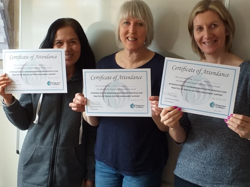 Staff at Diagrama's Cabrini House receive montessori certificates